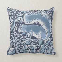 Cojín Decorativo Ornate Blue Forest Squirrel Floral Woodland