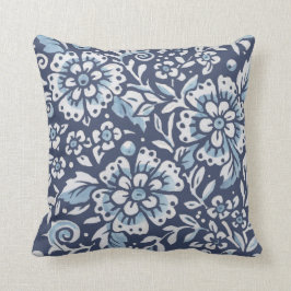 Cojín Decorativo Ornate Blue White Forest Damask Floral Woodland