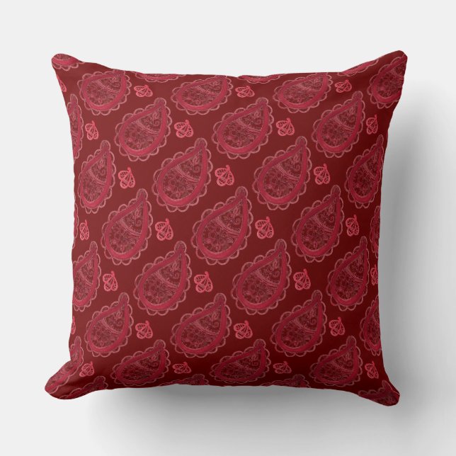 Cojín Decorativo Ornate Burgundy Paisley Pattern (Anverso)
