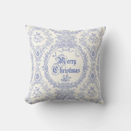 Cojín Decorativo Ornate Classic Vintage Merry Christmas Blue Toile