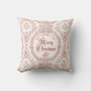 Cojín Decorativo Ornate Classic Vintage Merry Christmas Red Toile