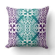 Ornate Damask Purple Y Teal Ombre