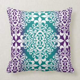 Cojín Decorativo Ornate Damask Purple Y Teal Ombre