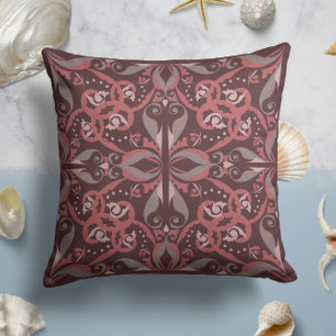 Cojín Decorativo Ornate Elegance en el rojo del vino