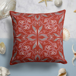 Cojín Decorativo Ornate Elegance en rojo escarlata