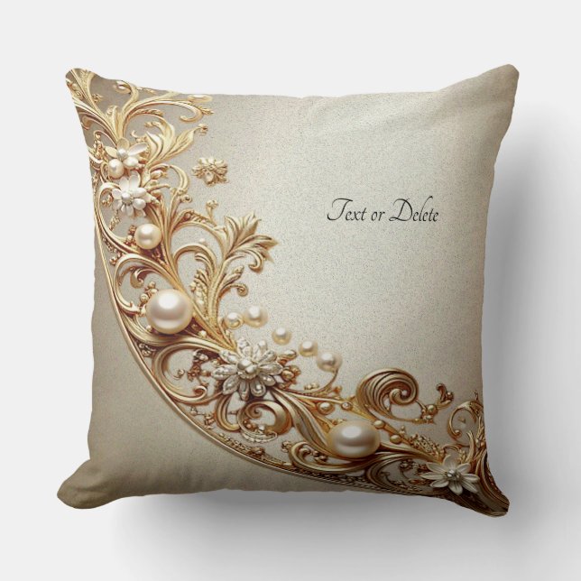 Cojín Decorativo Ornate Gold Flourish Throw Pillow (Anverso)