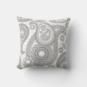 Cojín Decorativo Ornate Paisley blanco y negro