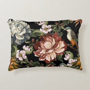 Cojín Decorativo Ornate Vintage Peonies, Rosas, Aves.