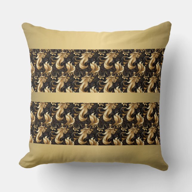 Cojín Decorativo Oro abstracto y negro (Anverso)