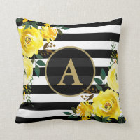 Oro AMARILLO FLORAL Monograma blanco negro