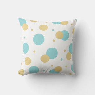 Cojín Decorativo Oro, Aqua y Lunares Blancos - Guardería y Acento