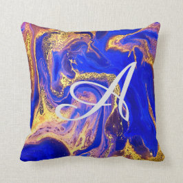 Cojín Decorativo oro, azul real, mármol, natural, giratorio, piedra