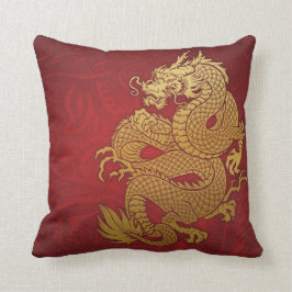 Cojín Decorativo Oro chino y rojo del dragón