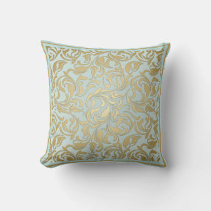 Cojín Decorativo Oro clásico y azul con desplazamiento ordenado