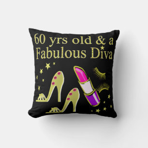 COJÍN DECORATIVO ORO DE 60 AÑOS Y UNA FABULOSA DIVA