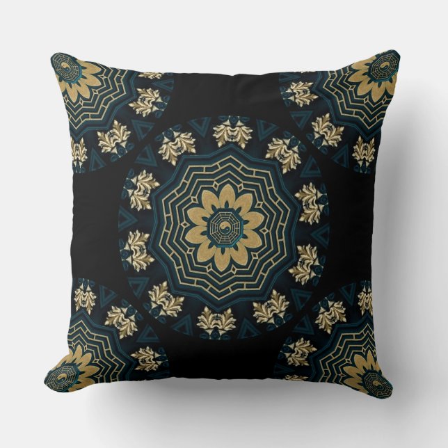 Cojín Decorativo Oro de moda y estilo asiático verde 2 (Anverso)