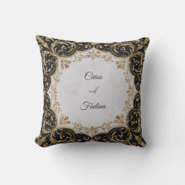 Cojín Decorativo Oro Deslumbrante Brillo Barroco Negro Lujo Boda