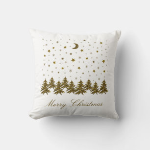 Cojín Decorativo Oro espumoso árbol de Navidad, luna, estrellas Nav