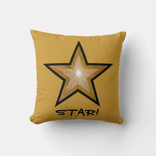 Cojín Decorativo "Oro" Estrella perilla de tiro negro oro cuadrado