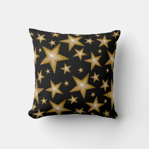 Cojín Decorativo "Oro" Estrellas negro 'Texto' cuadrado espalda neg