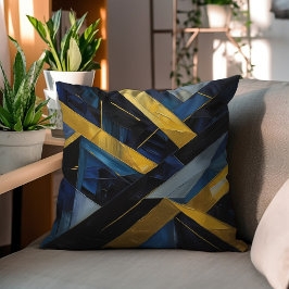 Cojín Decorativo Oro geométrico moderno y azul