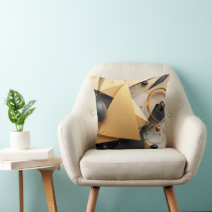 Cojín Decorativo Oro geométrico y elegancia negra
