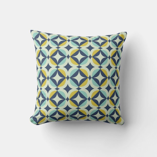 Cojín Decorativo Oro geométrico y modelo azul (Anverso)