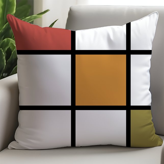 Cojín Decorativo Oro Herrumbre Verde Estilo Mondrian (Subido por el creador)