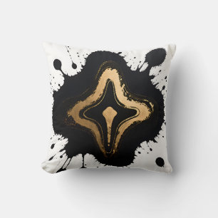 Cojín Decorativo Oro Mármol Fluido Abstracto Lujo