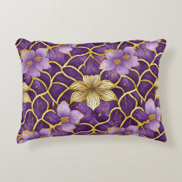 Cojín Decorativo Oro morado floral japonés