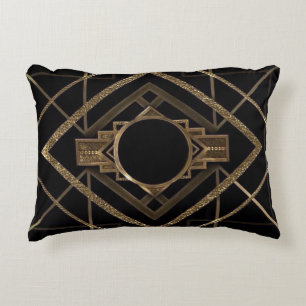 Cojín Decorativo oro, negro, art déco, metálico, modelo, vintage