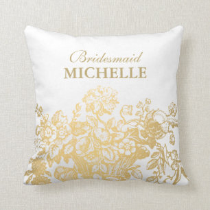 Cojín Decorativo Oro nupcial de la cesta floral del favor de la duc