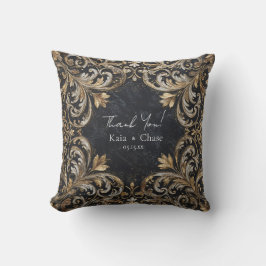 Cojín Decorativo Oro Opulento Plata Barroco Negro Lujo Boda