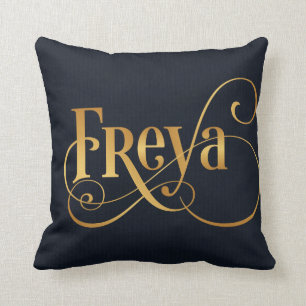 Cojín Decorativo Oro personalizado de Freya de la escritura de