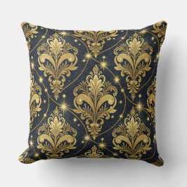 Cojín Decorativo Oro Real Brillo Damask Diseño Palacio Real Arte