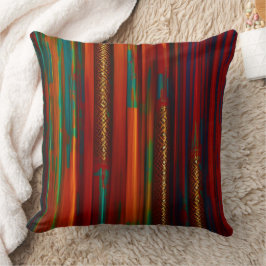 Cojín Decorativo oro rojo naranja azul verde raya rústico marroquí