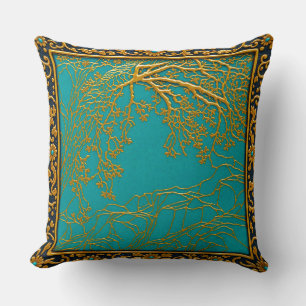 Cojín Decorativo Oro Turquesa+Negro Alpes Franceses 