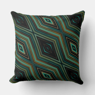 Cojín Decorativo Oro turquesa y geométrico negro