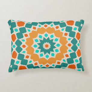 Cojín Decorativo Oro verde y flores y diamantes rojos