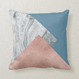 Cojín Decorativo Oro y azul color de rosa de mármol grises