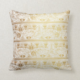Cojín Decorativo Oro y Blanco Egipcio Egipto Imprimir Glam Moderna 