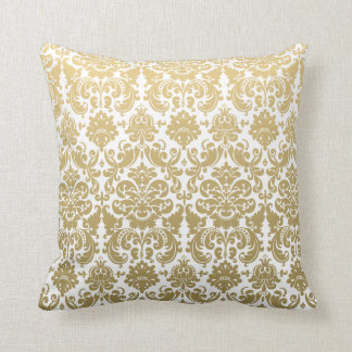Cojín Decorativo Oro y modelo elegante blanco del damasco