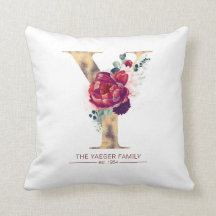 Oro Y Monograma Floral Borgoña Rojo