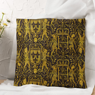 Cojín Decorativo Oro y negro de tapiz medieval