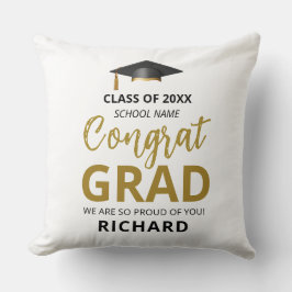 Cojín Decorativo Oro y Negro | Regalo personalizado de graduación m