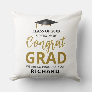 Cojín Decorativo Oro y Negro Regalo personalizado de graduación m