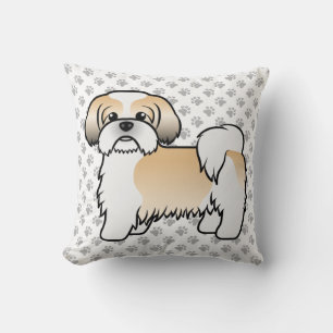 Cojín Decorativo Oro Y Tzu Blanco Shih Cute Cartog Perro & Paws
