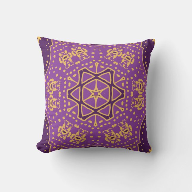 Cojín Decorativo Oro y violetas invertibles (Anverso)
