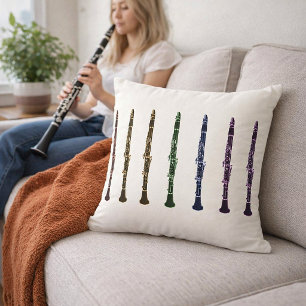 Cojín Decorativo Orquesta de Clarinete de Arcoiris Vibrante Música 