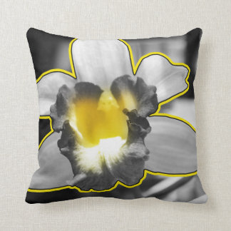 Cojín Decorativo Orquídea blanca negra amarilla gris